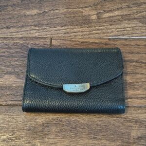 Kate Spade Women's Black Pebbled Leather Tri Fold Wallet Mulberry Street